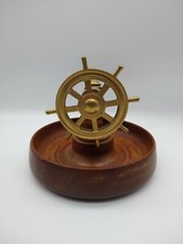 Vintage Mahogany Brass Ships