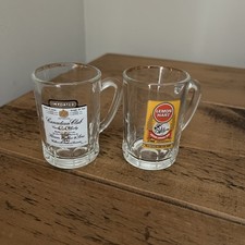 Vintage 2 x Miniature Rum Whiskey Glasses Lemon Hart Canadian Club