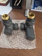 Eastbrook Corner Radiator Valves (Pair) - Matt Anthracite 41.3018 Dual Fuel