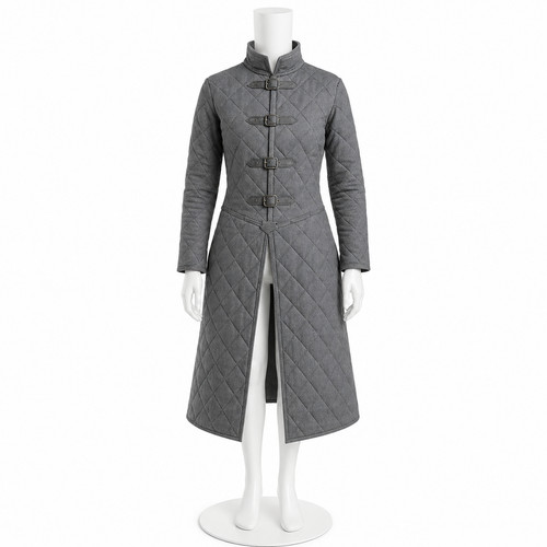 Grey medieval quilted long - grey,