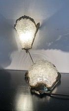 Pair Of Murano Glass Wall Lights Guilt Brass Floral And Grapes Wall Sconces