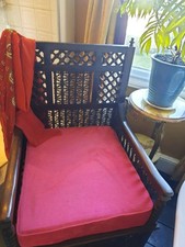 Antique  Had Carved Moroccan  Chair With Luxury  Cushion.