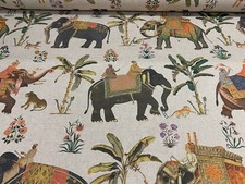 Fabric Elephants India Linen