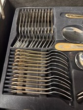 Prima Contempory 72pcs Cutlery Set, Cased, Silver/Gold, Stainless Steel.