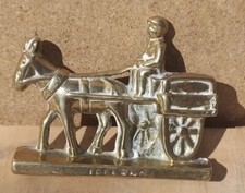 Vintage Solid BRASS Horse jib carriage cart Olde English small 3" tiny Ireland 