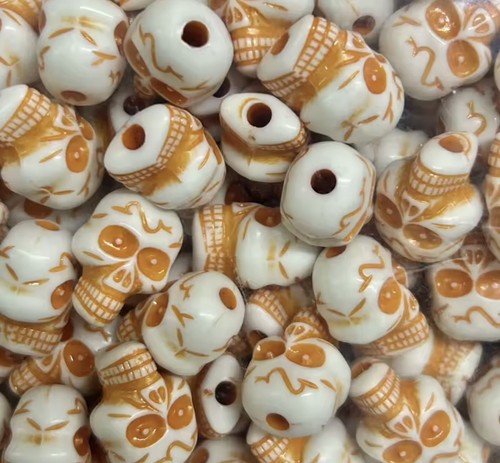Acrylic skull beard bead - acrylic,