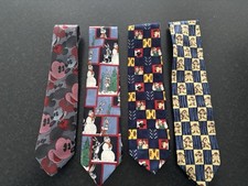 4 DISNEY VINTAGE NECK TIE COLLECTION MICKEY MOUSE SILK LOONEY TUNES WALLACE