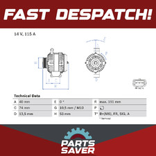 Alternator fits JAGUAR X TYPE X400 2.0D 03 to 05 Bosch C2S27198 C2S47100 Quality