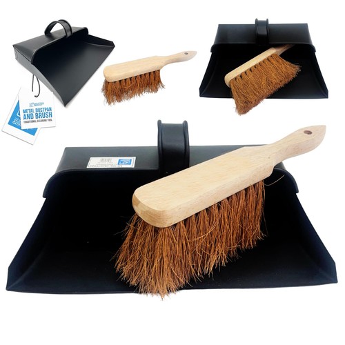 Metal dustpan and - brush, set