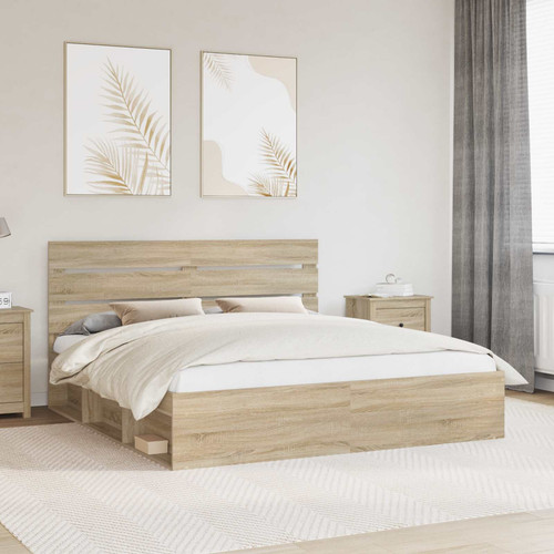 Bed frame sonoma oak 200x200 - bed,