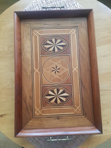 Vintage inlaid wood - , serving