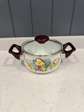 Enamel Floral Saucepan Cooking