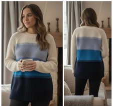 Ladies Marks Per U** Jumper Long Sleeved Wool Blend Blue Thick Knit Soft Sweater