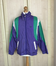 Fred Perry Purple Retro Casual Vintage Full Zip Festival Jacket Mens Size Large