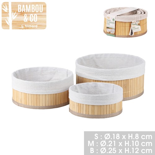 3pc bamboo storage basket - 3pc, set
