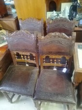 antique 4 leather chairs with