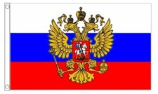 RUSSIAN FEDERATION WITH CREST FLAG 3x2 feet polyester 90cm x 60cm flags Russia