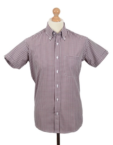 Burgundy gingham shirt retro - gingham,