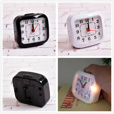 Battery Operated Quartz Alarm Clock Tick Small Bedside Clocks With Night Light