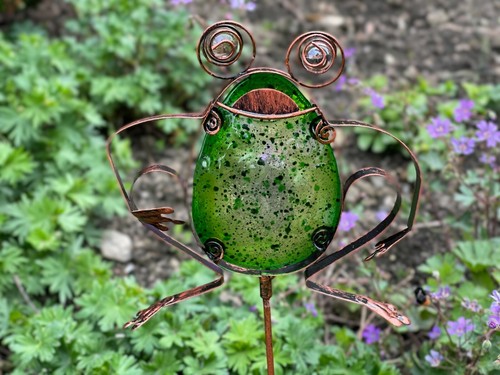 Garden glass frog flower - glass,