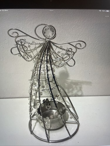 Silver metal crystal angel - &,