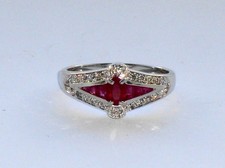 SUPERB FINE QUALITY ANTIQUE OLD VINTAGE ART DECO RUBY & DIAMOND 18ct GOLD RING