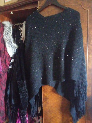 Black glitter cable - glitter, knit