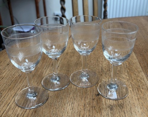 Four antique etched