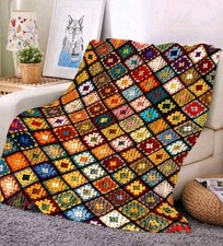 Luxury Double Throw Blanket Sofa Bed Geometric Print Boho Design Soft Throw New