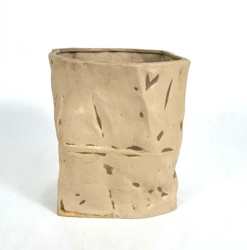 Vintage brown paper bag vase - brown,