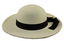 Ladies Sun White Panama hat with black band