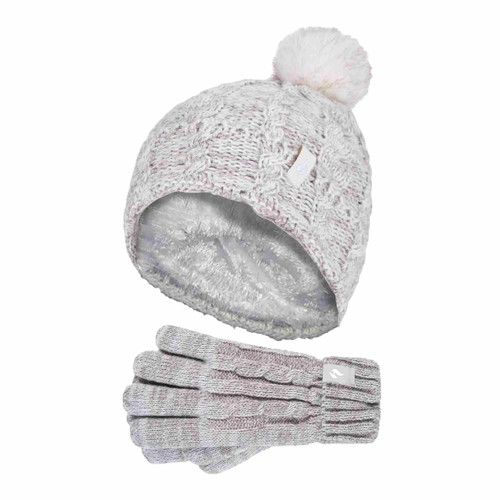 Girls cable bobble hat and - cable,