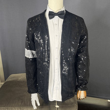 Adult Mens Black Sequin Jacket
