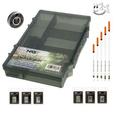 NGT Coarse Set Fishing Tackle Box Loaded Waggler Barbless EYED Hooks Split Shot