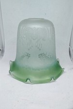 Antique Opoline Green White acid etched oil glass lamp shade Victorian style