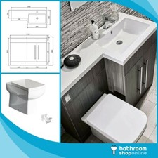1100mm L Shape Bathroom Furniture Suite BTW Toilet Vanity WC Unit Resin Basin 
