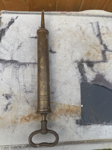 Antique brass piston syringe - antique,