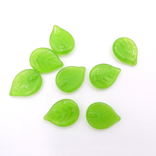 Czech apple leaf glass beads - czech,