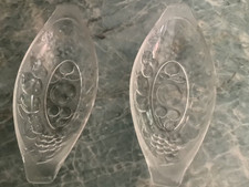 Vintage Arcoroc pair of Clear Glass Banana Split Dishes Dessert Fruit Embossed