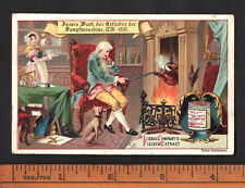 James Watt V Rare German Trade Card 1890 Steam Engine Inventor Science