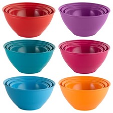 Durable Plastic Colourful Kitchen Mixing Salad Bowls Microwave & Dishwasher Safe