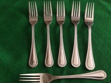 6 x Viners  Bead edge  17.5 cm   7.75” Stainless Steel  DESSERT TABLE FORK