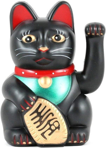 Black fortune cat - 6", maneki