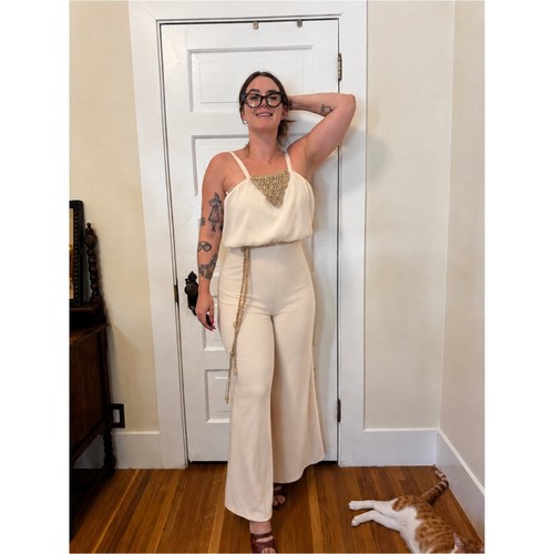 70s vintage cream jumpsuit - vintage,