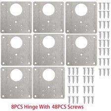8PCS KITCHEN CUPBOARD DOOR HINGE REPAIR KIT INCLUDES PLATES & FIXING SCREWS NEW