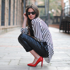 Rare! ZARA Woman Red Leather High Heels Shoes UK 4 Euro 37 Bloggers Fave