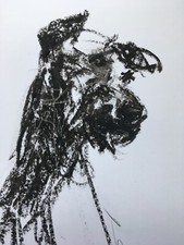 Original signed Oil based crayon sketch drawing of an Irish Terrier A3
