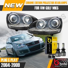 Pair of VW Golf MK5 headlamps Bi Xenon Projector Retrofit UK Upgrade for Halogen