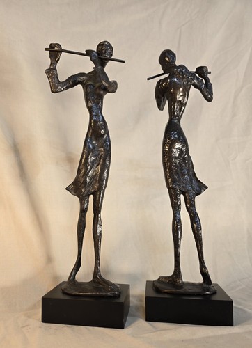 Pair metal sculptures african - pair,
