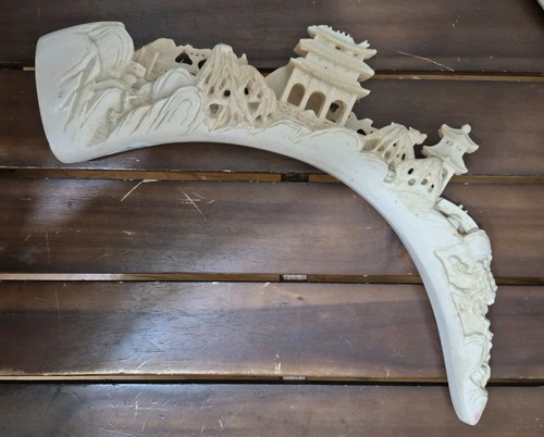 Asian carved tusk cast - carved, ivory